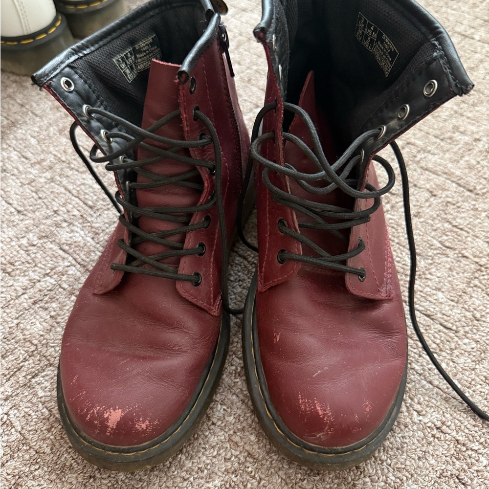 Dr. Martens Burgundy Leather Boots